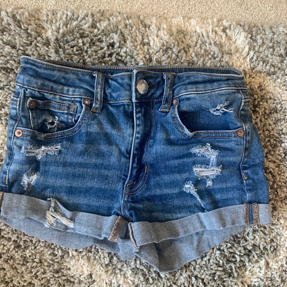 Like New American Eagle Hi-Rise Jean Shorts size 2